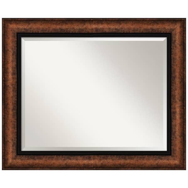 Amanti Art Hued Bronze 34.5 in. W x 28.5 in. H Framed Beveled Bathroom Vanity Mirror in Bronze