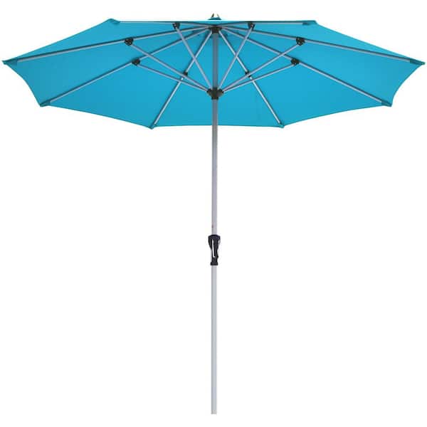 Gymax 9 ft. Market Patio Outdoor Umbrella Table Umbrella with Crank 8-Ribs in Turquoise
