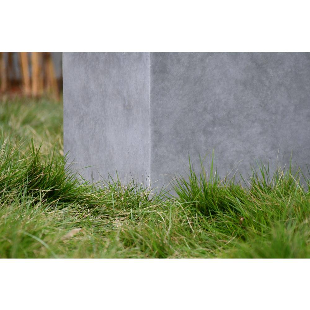 Large Rectangular Gray Lightweight Concrete Outdoor Planter