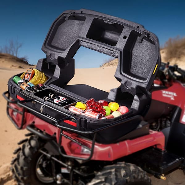 ATV Rear Storage Box and Lounger, 95L ATV Cargo Box with Seat & Backrest,Waterproof LLDPE & Lockable Lounger Storage Box