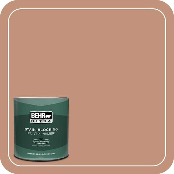 BEHR ULTRA 1 qt. #ICC-101 Florentine Clay Extra Durable Semi-Gloss Enamel Interior Paint & Primer