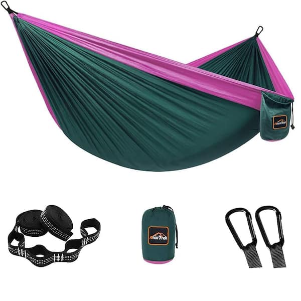 ITOPFOX 9.8 ft. Portable Hammock Bed Hammock in Dark Green And Fuchsia