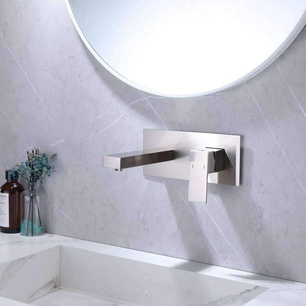 Brushed Nickel Single-Handle Wall-Mount Bathroom Faucet