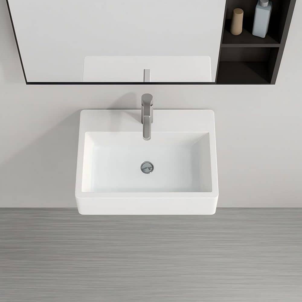 6 in. H Ceramic Wall-Mounted Rectangular Bathroom Sink in White price history on PriceWatchPro