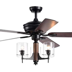 52 in. Indoor Forged Black Saranac Remote Controlled Ceiling Fan