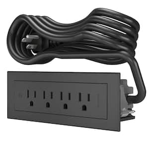 10 ft. Cord 15 Amp 4-Outlet radiant Recessed Furniture Power Strip, Black