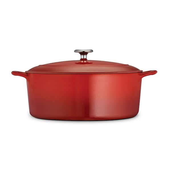 Tramontina Gourmet 7 qt. Oval Enameled Cast Iron Dutch Oven in Gradated Red  with Lid 80131/052DS - The Home Depot