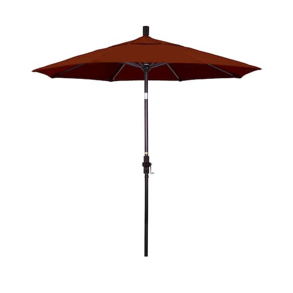 California Umbrella 7.5 ft. Bronze Aluminum Market Patio Umbrella Collar Tilt Crank Lift in Brick Pacifica