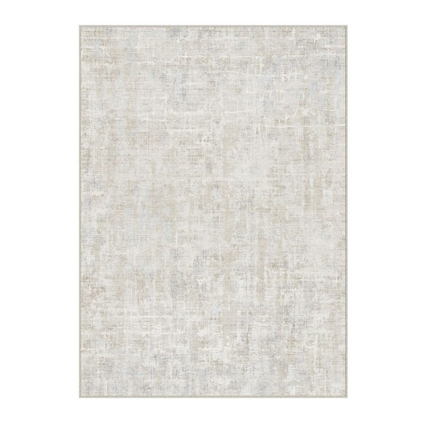 Clouds 8 ft. x 10 ft. Beige Washable Modern Abstract Area Rug