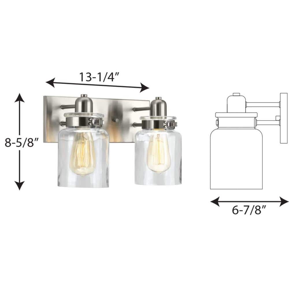 Brushed Nickel Apothecary Style Dimmable Bath Light