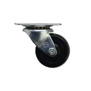 2-1/2 in. Black Soft Rubber and Steel Swivel Plate Caster with 100 lbs. Load Rating
