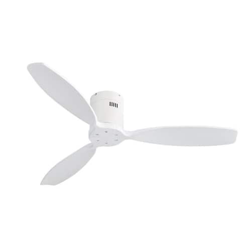 52 in. Indoor 3 Blade Flush Mount Quiet White Ceiling Fan without Light, Remote Control and 6 Speed Reversible DC Motor Ceiling Fans Without Lights