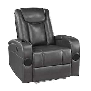 Dawn Gray Faux Leather Power Recliner with Wireless Charger, Cooling Cup-Holder, Speakers, LED Light and USB Port