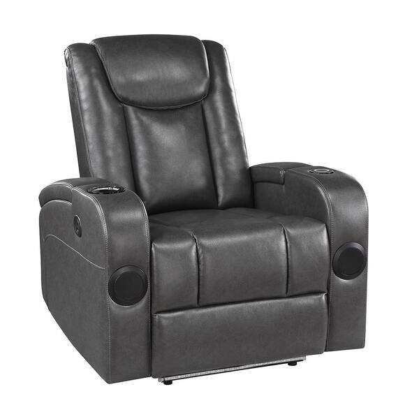 Dawn Gray Faux Leather Upholstered Power Recliner 8522GRY1PW The