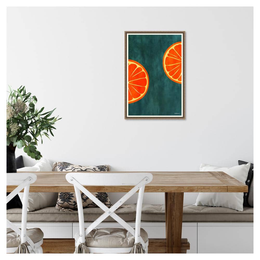 Orange Slices Abstract Canvas Print with Bronze Frame