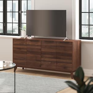 59 in. Dark Walnut Entertainment Center Drawer Fits Up to 65 in.