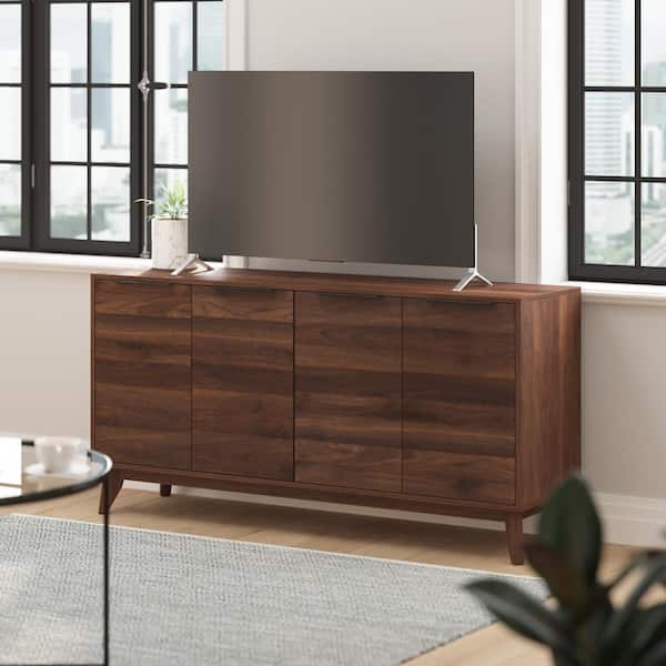 TAYLOR + LOGAN 59 in. Dark Walnut Entertainment Center Drawer Fits Up to 65 in.