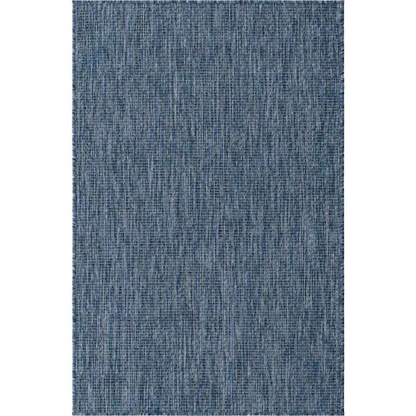 Unique Loom Outdoor Solid Blue 3 ft. x 5 ft. Area Rug
