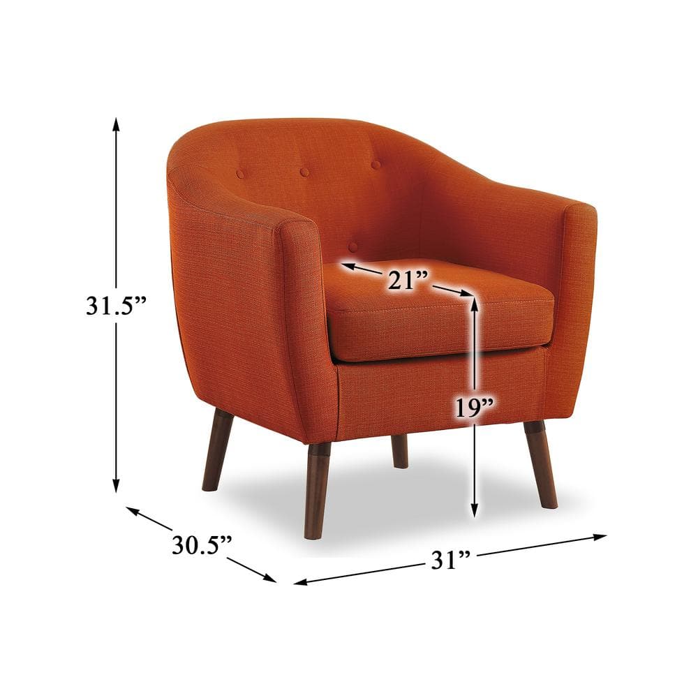 Burnt Orange Mid-Century Modern Barrel Accent Chair