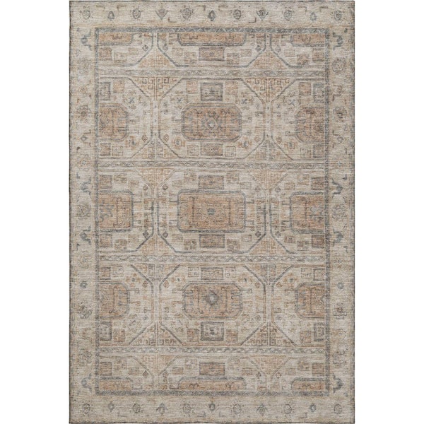 Mayfield Premium Machine Washable Abstract AMF1919 Beige 8 ft. x 10 ft. Area Rug