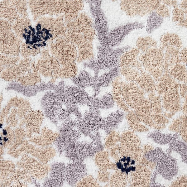 Brown Floral Bath Mats Flower Pattern Bathroom Mat Taupe and 