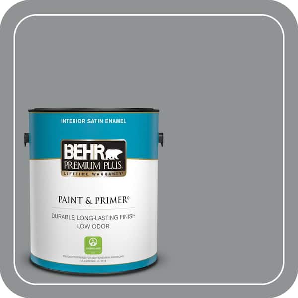 BEHR PREMIUM PLUS 1 gal. #770F-4 Gray Area Satin Enamel Low Odor Interior Paint & Primer