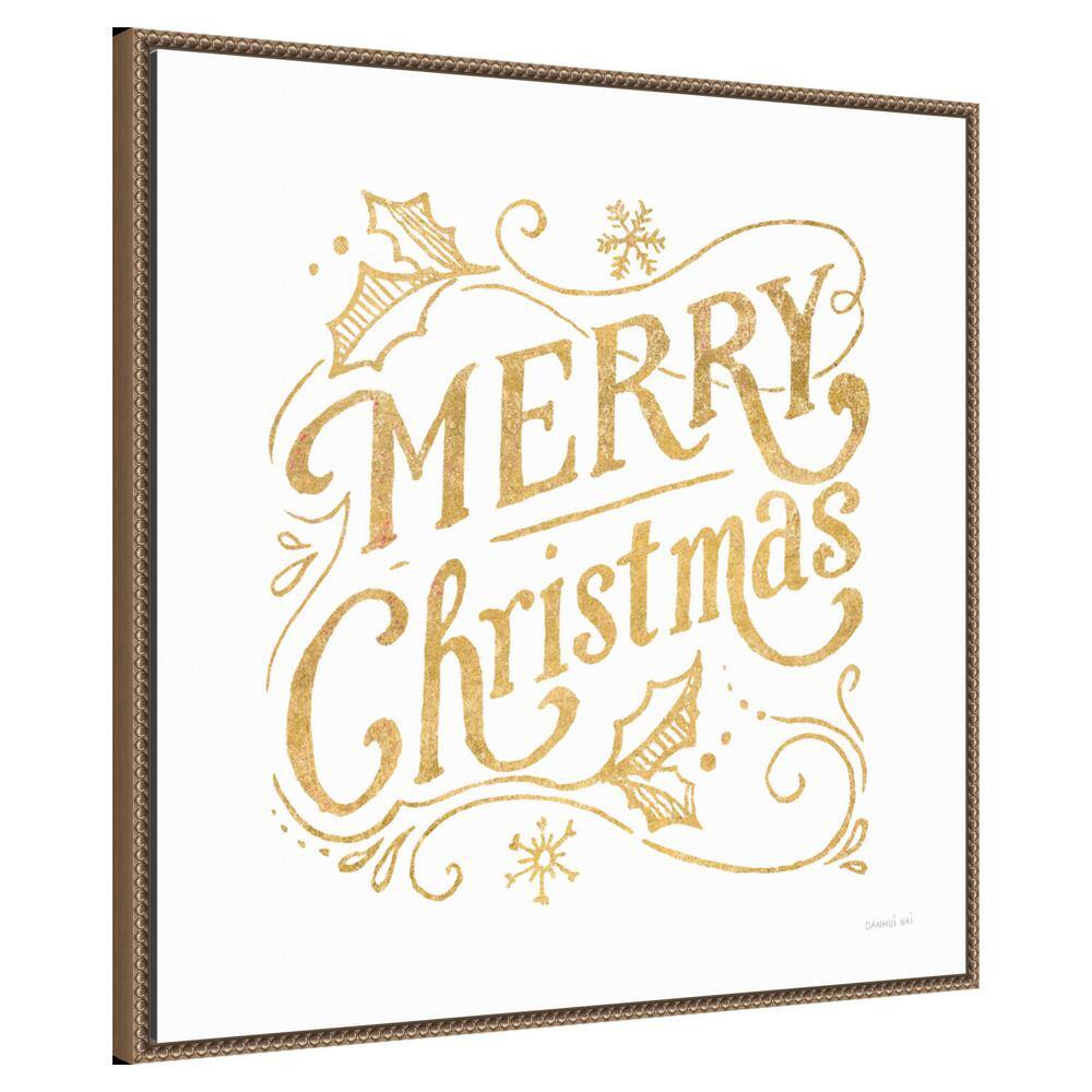 30" White and Bright Christmas IV Canvas Print with Bronze Frame