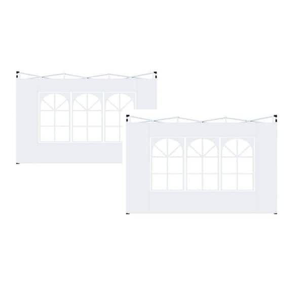 2-Piece Instant Canopy Sidewalls 10 x 10 for Pop Up Canopy w/ Church Window Waterproof White (Canopy Tent Not Included)