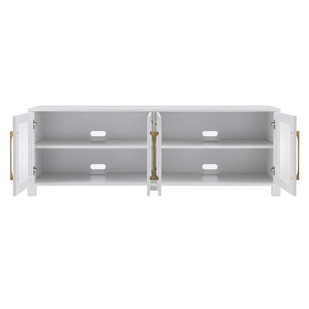 Quincy Modern 68" White Metal TV Stand with Enclosed Cabinets