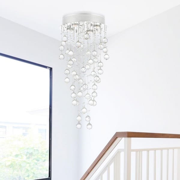 Rain Drop 4 Light Flush Mount With Chrome Finish