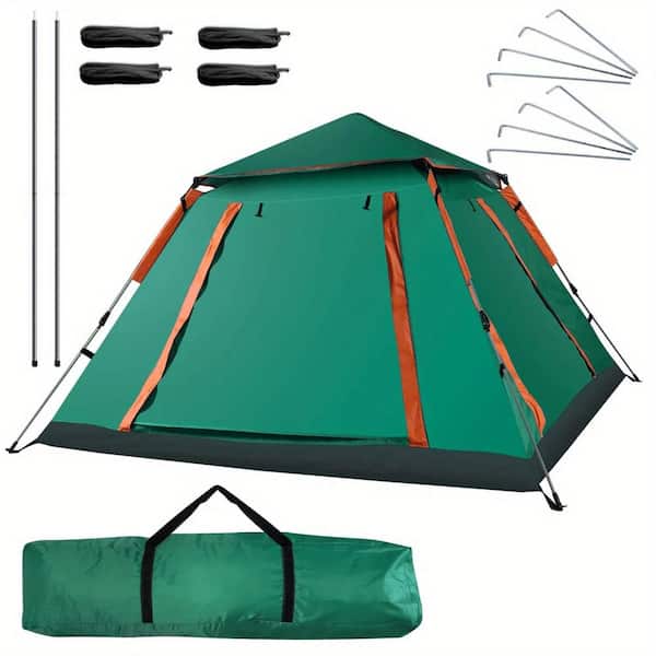 7 ft. x 7 ft. Multi-Person Pop-Up Camping Tent, Outdoor Automatic Setup with Mesh Windows, Bag and Mat Included