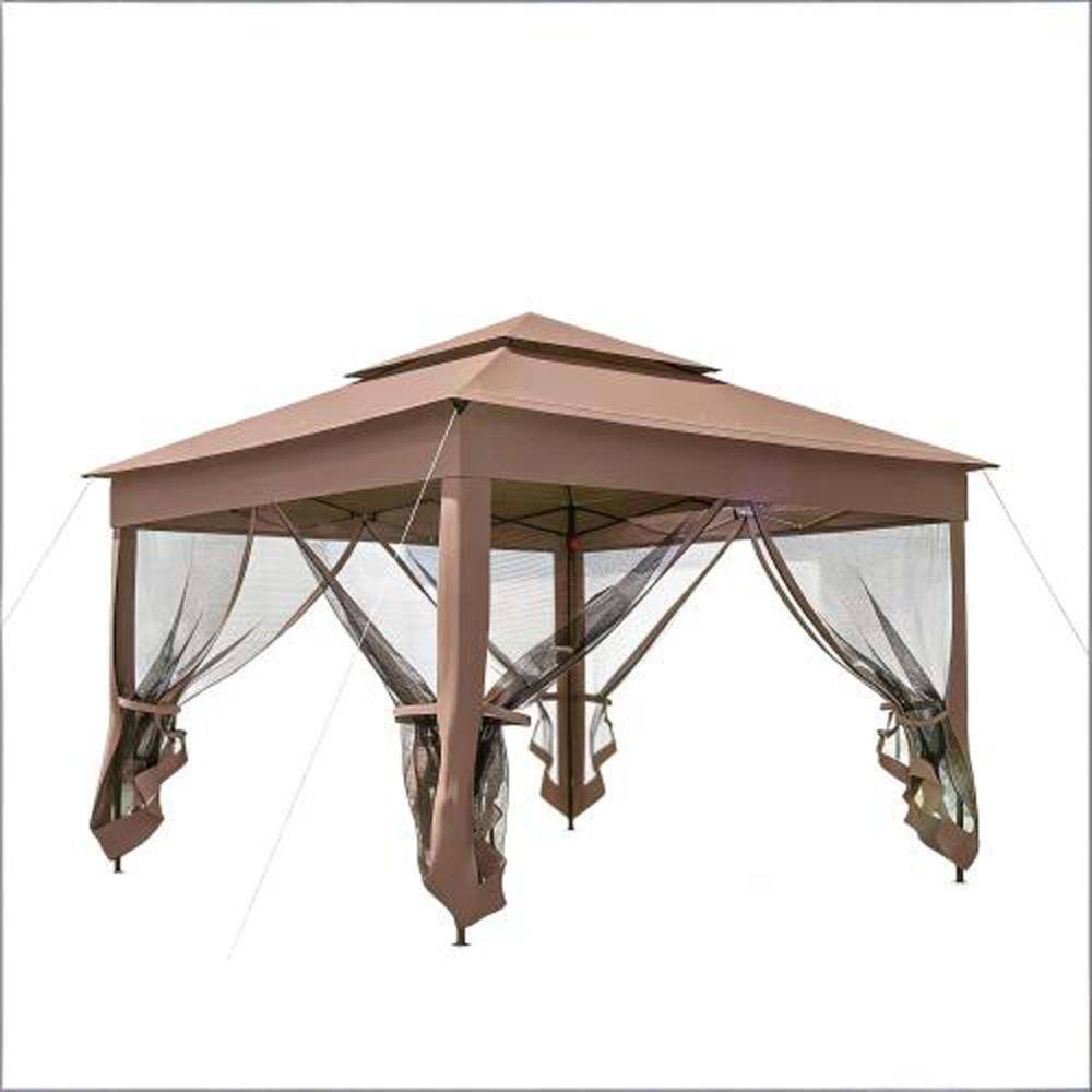 10.7ft x 10.7ft Brown Pop-Up Gazebo with Mesh Netting price history on PriceWatchPro