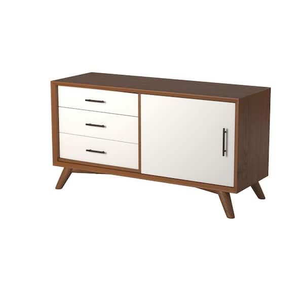 Alpine Furniture Flynn 20 in. L Acorn and White Rectangle Wood Console Table with Solid Wood