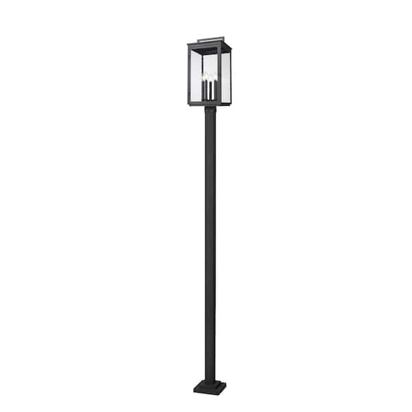 Hartwell 119.25 in. 5 light Sand Black Aluminum Hardwired Outdoor Marine Grade Post Light Set with No Bulb Included