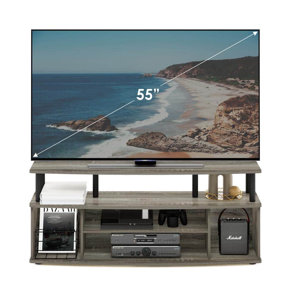 French Oak & Black 55-Inch TV Entertainment Center