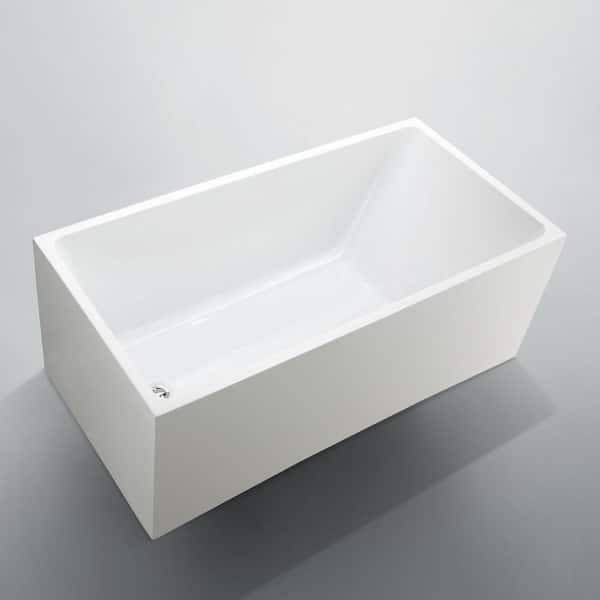 Catania 66.96 in. Acrylic Flatbottom Non-Whirlpool Freestanding Bathtub in Glossy White