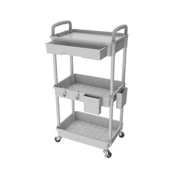 3-Tier Rolling Utility Cart with Drawer, Storage Organizer with