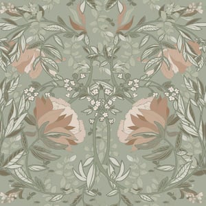 Green Ester Nouveau Blooms Wallpaper Sample