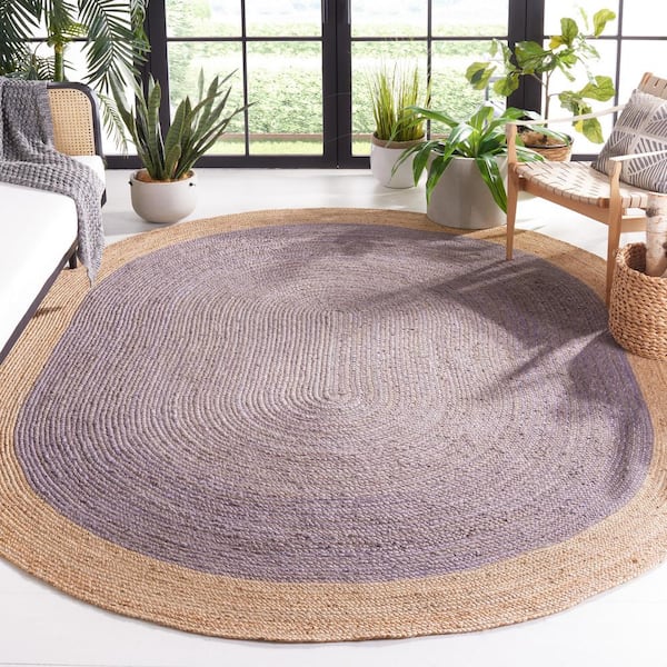 Natural Fiber Gray/Beige 8 ft. x 10 ft. Woven Ascending Oval Area Rug
