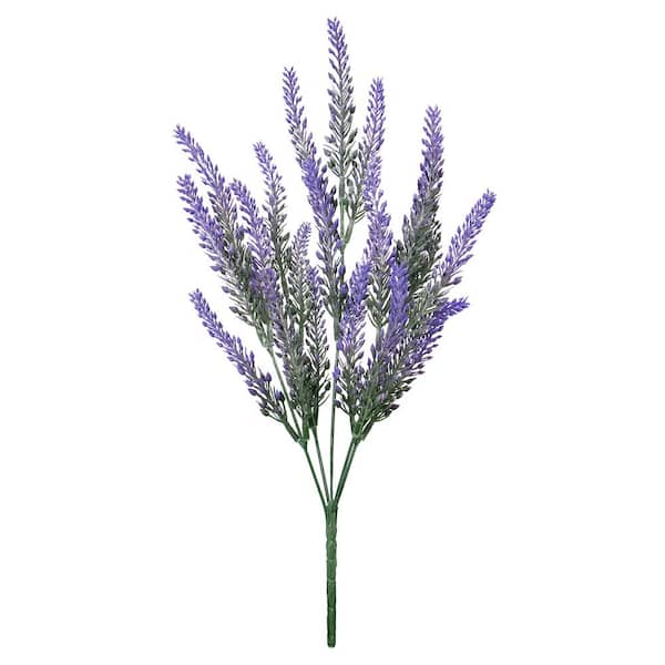 LIVING LUXURY 14.75 in. Purple Artificial Lavender Flower Stems Filler Bush Bouquet (Set of 6)