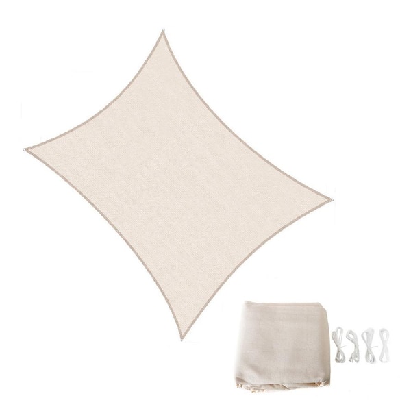 LAUREL CANYON 10 ft. x 13 ft. 185 GSM HDPE White Rectangle Sun Shade Sail Screen Canopy with Ropes