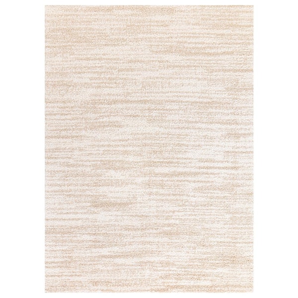 Concord Global Trading Abstract Shag Beige 7 ft. x 9 ft. Area Rug