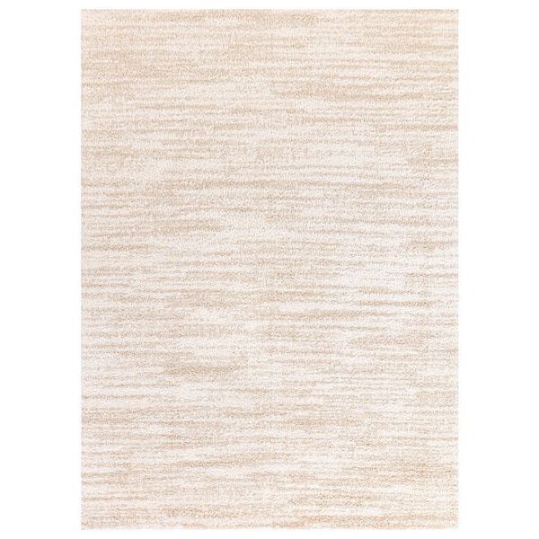 Abstract Shag Beige 7 ft. x 9 ft. Area Rug