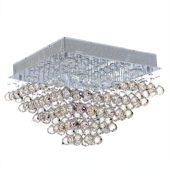 Worldwide Lighting Icicle Collection 5-Light Chrome and Crystal Ceiling Light