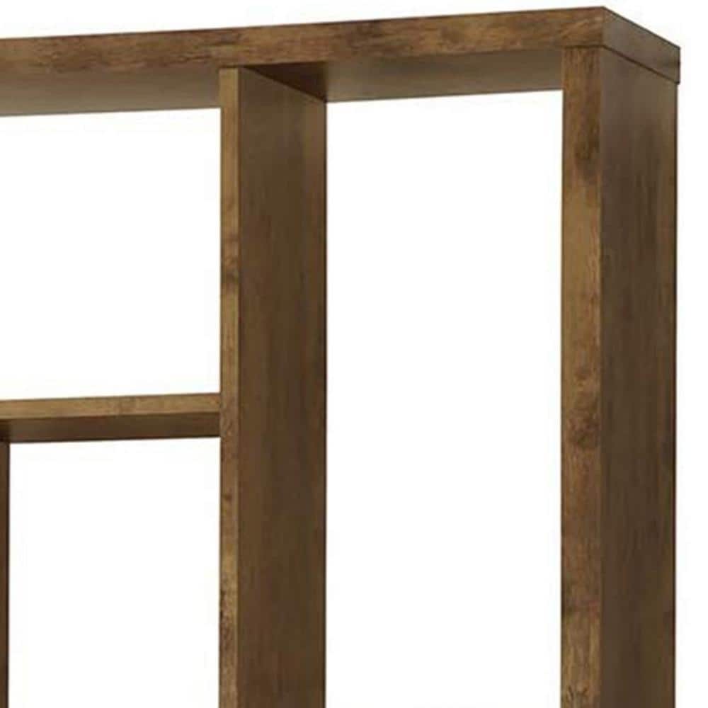 Antique Nutmeg Brown Wood and Metal Bookcase with Multiple Shelves