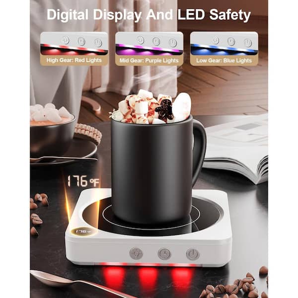Anqtovp 36W Electric Coffee Mug Warmer with Temperature Display and 2-12Hrs Auto Shut Off-White