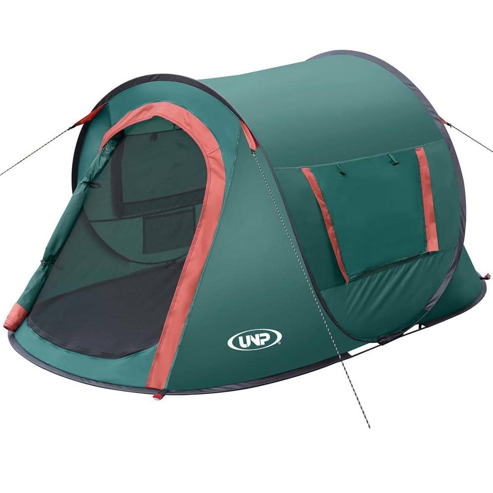7.2 ft. x 4.5 ft. Green 2 Person Pop-up Camping Tent, Portable Beach Tent w
