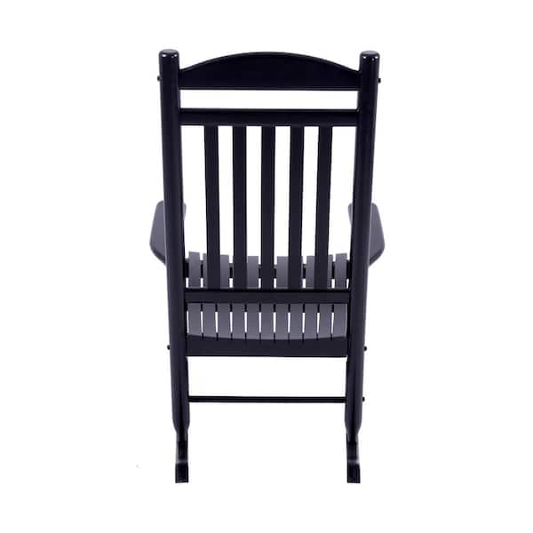 Hampton Bay Patio Black Wood Outdoor Rocking Chair Rocker-03 - The Home ...