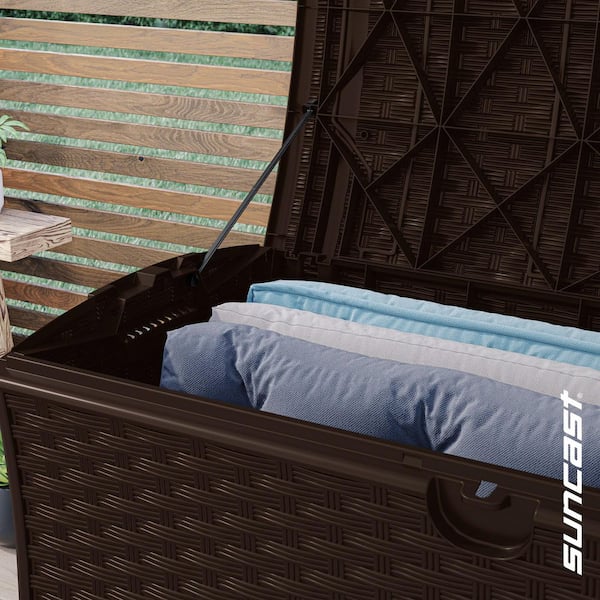 72 Gal. Plastic Wicker Deck Box