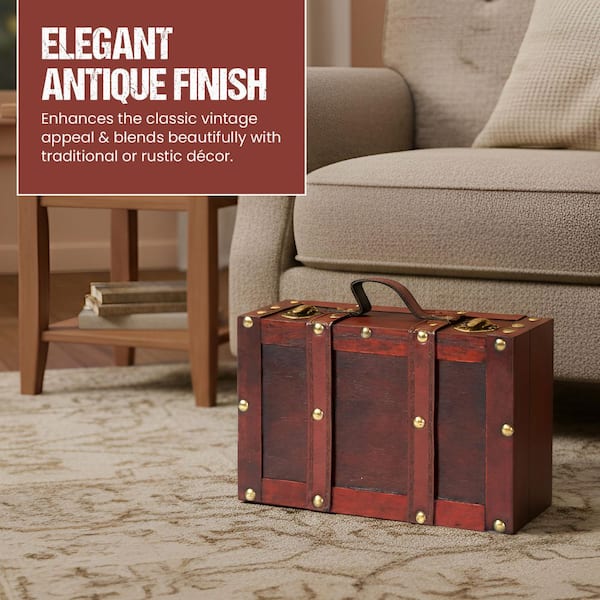 Vintiquewise Wooden Vintage Luggage Trunks - Antique Carry on